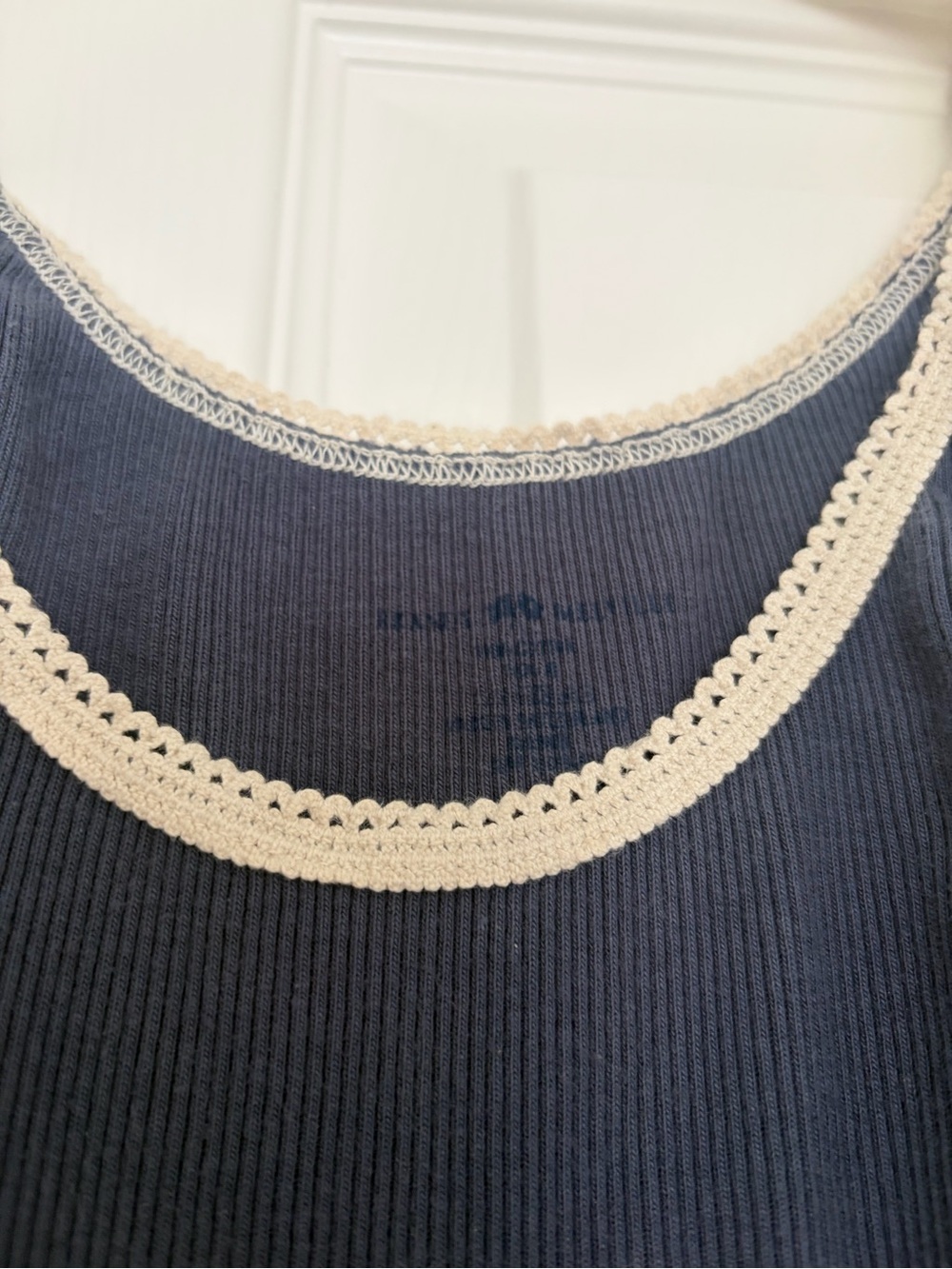 Brandy Melville Navy Tank with Cream Trim - Picture 3 of 3